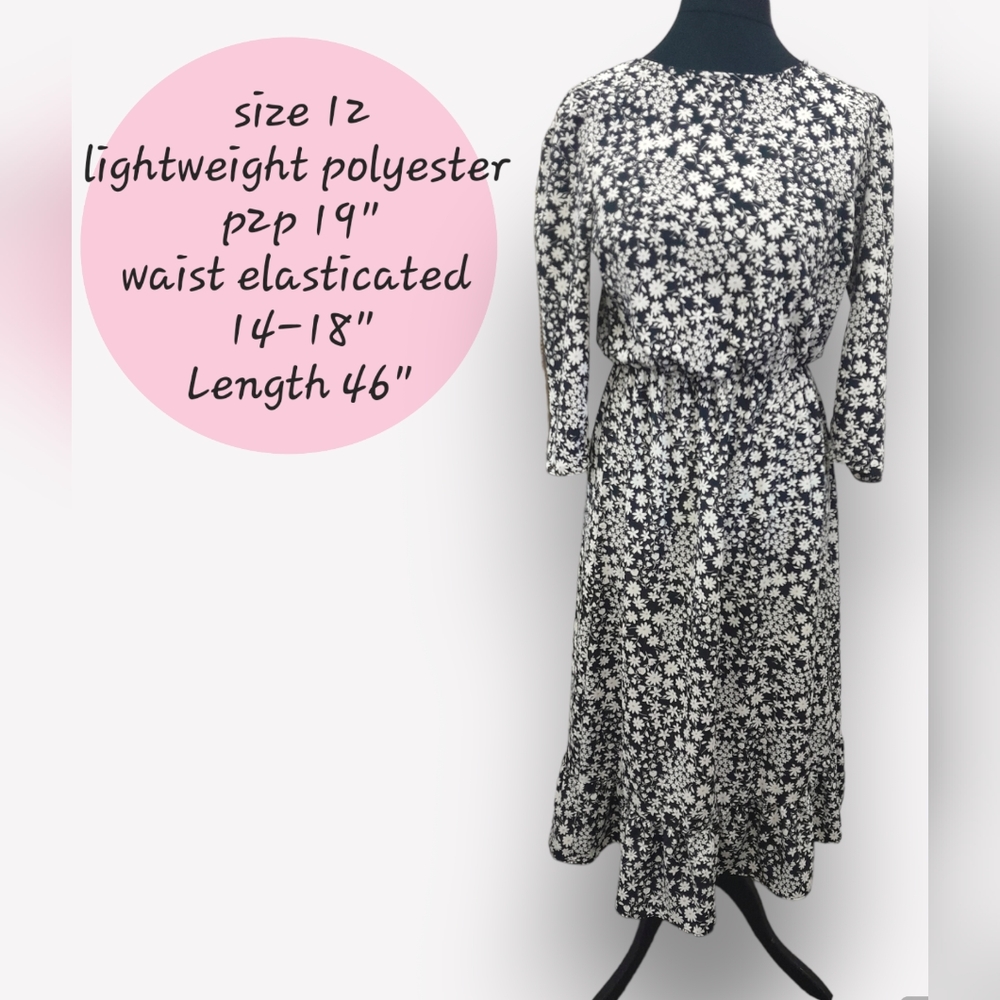 Long sleeve daisy print midi dress size 12 - Picture 1 of 6